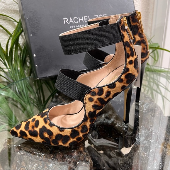 🐆NIB🐆 Rachel Zoe Calf Hair Leopard Print Zippered Back Stiletto Heel  Size 6 - Picture 6 of 11